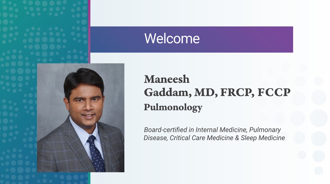 Centerpoint Health Welcomes Pulmonologist and Critical Care Specialist Dr. Maneesh Gaddam to Winchester